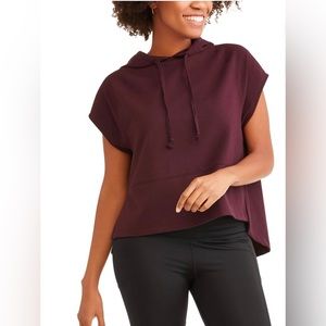 Avia XL (16/18) Women’s French Terry Short Sleeve Side Slit Crop Hoodie